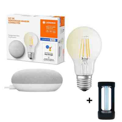 Ledvance - Intelligenter Lautsprecher Google Nest Mini Wi-Fi + LED dimmbare Glühbirne SMART+ E27/6,5W/230V