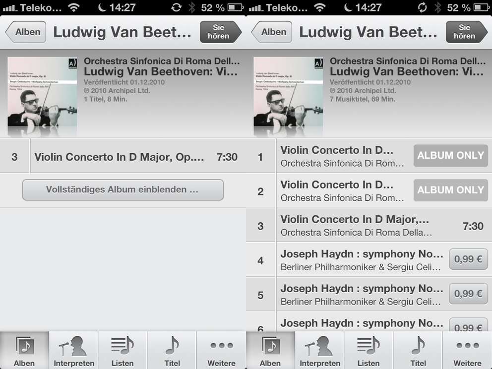 iOS 6: Alben in der Musik-App vervollständigen