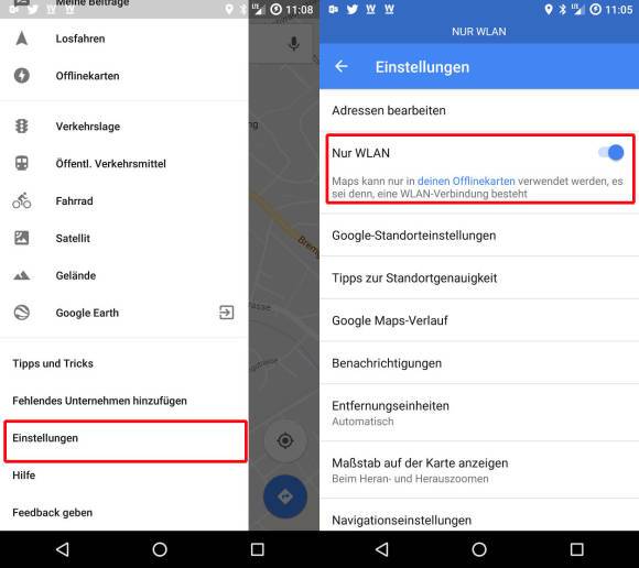 Google Maps auf Android: WLAN-Modus und SD-Karte nutzen